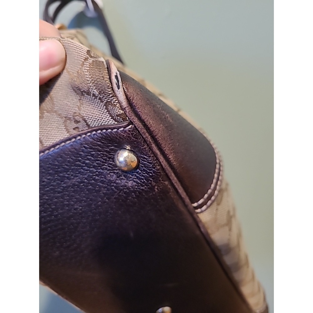 GUCCI Princy Sherry GG Canvas Leather Shoulder Tote Bag Brown Authentic Vintage - Picture 13 of 16